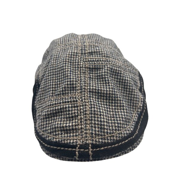 Flat Cap Mens L/XL Free Authority Houndstooth Wool-Blend Black Gray Patchwork - Picture 6 of 6